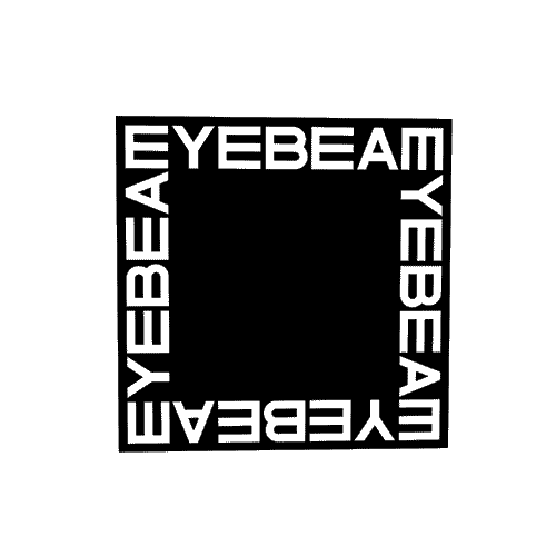 Black and White Spinning Cube with Eyebeam logo