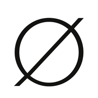 Pictured is a black outline circle with a black line crossing it diagonally. This is the logo for the non-profit, Not An Alternative.