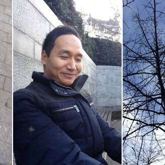 pictured is researcher and educator Thomas Tajo. He is a southeast asian man with short dark hair, and light brown skin. He wears a puffy dark blue jacket and sits, smiling in front of a marble sculpture.
